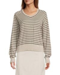 Brunello Cucinelli - Striped Virgin Wool-Blend Sweater - Lyst