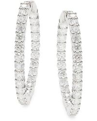 Saks Fifth Avenue - 14k White Gold & 5 Tcw Lab Grown Diamond Hoop Earrings - Lyst