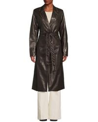 Noize - Faux Leather Belted Trench Coat - Lyst