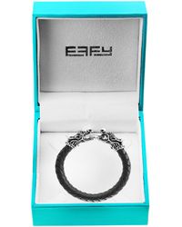 Effy Sterling Silver, Black Sapphire & Leather Dragon Bracelet - Multicolour