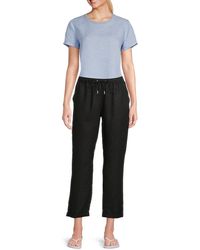 Saks Fifth Avenue - 100% Linen Straight Leg Crop Pants - Lyst