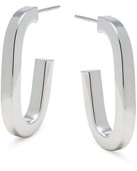 Saks Fifth Avenue - Rhodium Plated Sterling Silver Oval C Half Hoop Earrings - Lyst