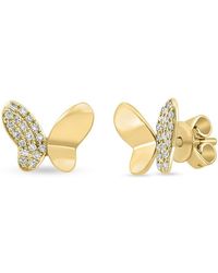 Effy - 14k Yellow Gold & 0.13 Tcw Diamond Butterfly Stud Earrings - Lyst