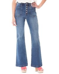 Nicole Miller - Button Fly High Rise Flare Jeans - Lyst