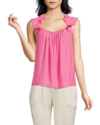 Ramy Brook - Leah Ruffled Cap-Sleeve Top - Lyst
