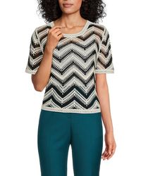 Laundry by Shelli Segal - Chevron Crochet Sweater - Lyst