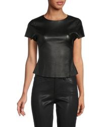 AS by DF - Brando Stretch-Leather Short-Sleeve Top - Lyst