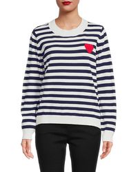 Bobeau - Heart Stripe Crewneck Sweater - Lyst
