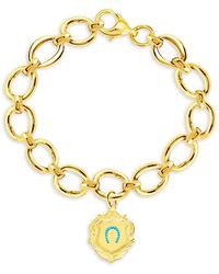 Gabi Rielle Love In Bloom 14k Gold Vermeil Sterling Silver & Crystal Horseshoe Shield Bracelet - Metallic