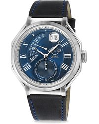 Gv2 - Marchese 44mm Stainless Steel & Leather Strap Watch - Lyst