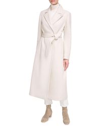 Calvin Klein - Faux Wool Belted Wrap Coat - Lyst