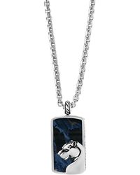 Effy Sterling Silver Pietersite Dog Tag Necklace - Blue