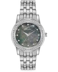 Citizen 35mm Eco-drive Stainless Steel & Crystal Bracelet Watch - Grey