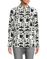 Karl Lagerfeld - Logo Print High Low Button Down Shirt - Lyst