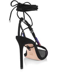 Schutz Ariel Winter Faux Shearling Crystal-embellished Sandals in Black | Lyst
