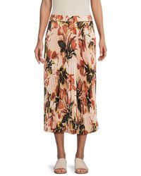 Calvin Klein - Floral Pleated A-Line Midi Skirt - Lyst
