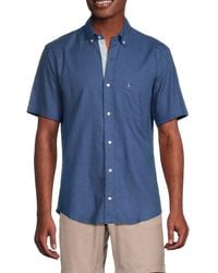 Tailorbyrd - Short Sleeve Linen Blend Button Down Shirt - Lyst