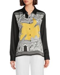 Karl Lagerfeld - Panelled Graphic Print Satin Shirt - Lyst