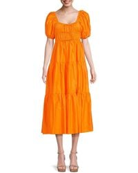 Line & Dot - Amber Squareneck Tiered Midi Dress - Lyst