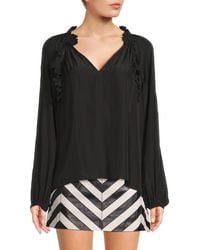 Ramy Brook - Floral Split Neck Top - Lyst