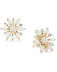 Effy - 14K, Opal & Diamond Flower Stud Earrings - Lyst