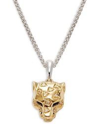 Effy Sterling Silver, 14k Yellow Gold, Black Sapphire & Diamond Panther Pendant Necklace - Metallic