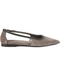 Brunello Cucinelli - 8Mm Embellished Suede Flat Pumps - Lyst