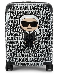 Karl Lagerfeld 20-inch Paint Stroke Logo Spinner Suitcase - Black