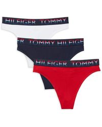 Tommy Hilfiger 5-pack Logo Thongs in Red | Lyst