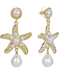 Eye Candy LA - Luxe Zasa 14K Goldplated & Faux Pearl Starfish Dangle Earrings - Lyst