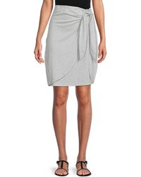 Calvin Klein Draped Faux Wrap Skirt - Gray