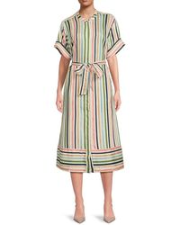 Nautica - Belted Striped Midi-Dress - Lyst