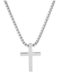 Anthony Jacobs Stainless Steel Cross Pendant Necklace in White for