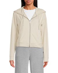 DKNY - Drop Shoulder Zip Front Hoodie - Lyst