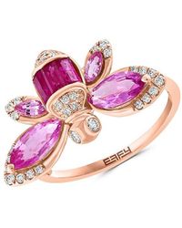 Effy - 14k Rose Gold, Ruby, Pink Sapphire & Diamond Bug Ring - Lyst