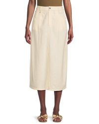 WeWoreWhat - Front-Slit Linen-Blend Midi-Skirt - Lyst
