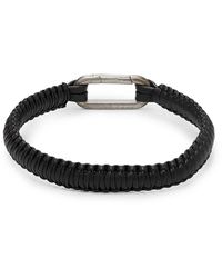 Tateossian Sterling Silver & Leather Knot Carabiner Bracelet - Black