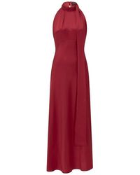 Saloni Michelle Midi B Cherry Silk Dress - Red