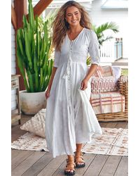Womens Clothing Dresses Casual and summer maxi dresses Salty Crush Linen Delilah Maxi Dress 