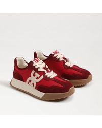 Sam Edelman - Langley Lace Up Sneaker Deep Scarlet Suede - Lyst
