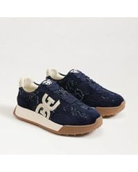 Sam Edelman - Langley Lace Up Sneaker Denim Fabric - Lyst