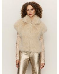 Sanctuary - Silky Fur Vest Almond Cream Petite Sizing - Lyst