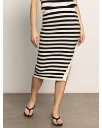 Sanctuary - Side Slit Midi Skirt Black/ Macrame Stripe - Lyst