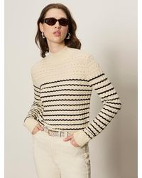 Sanctuary - Forever Striped Mock Neck Vanilla Creme With Black Stripe - Lyst