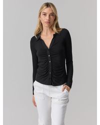 Sanctuary - Dreamgirl Knit Button Up Top Black - Lyst