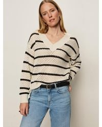 Sanctuary - Airy Openwork Sweater Chalk Black Stripe - Lyst