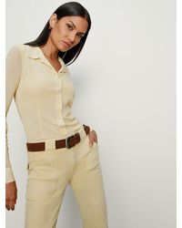 Sanctuary - Fitted Mesh Button Down Top Buttercream - Lyst