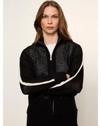 Sanctuary - Open Stitch Track Jacket Black With Chalk - Lyst