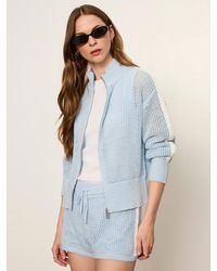 Sanctuary - Open Stitch Track Jacket Blue Aura With Chalk - Lyst