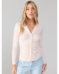 Sanctuary - Dreamgirl Knit Button Up Top Rose Essence - Lyst
